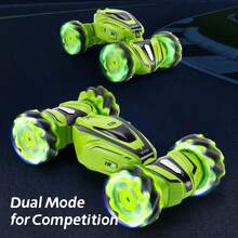 RC Stunt Car - 4WD Remote Control Car With Double-Sided Driving, Christmas Gifts,Stocking Stuffers,360° Flips & Rotation, All-Terrain Off-Road, Gesture Sensing - Toy For Kids Boys Girls Ages 6-12, Teens - 綠色 - 查看 7