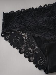 6pcs Set Elegant Solid Color Cotton Lace Trim Ladies Briefs - Multicolor - View 5