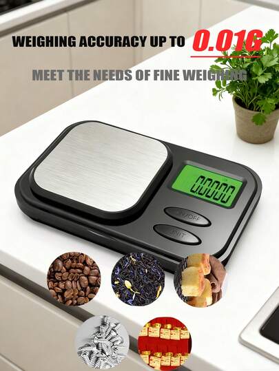 1 Portable Electronic Scale With 500g Capacity And 0.01g Precision, LCD Display, Zero Reset, And Unit Switching (G/Oz) - Portable - Suitable For Gold, Gemstones, Coffee, Tea, And Herbs, Battery-Powered (Batteries Not Included)