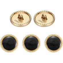 Metal Vintage Gold Button 20 Rounetal Sewing Button Alloy Shank Replacement For Women's Suit Woolen Coat Shirt Dress Sewing Black Pack Of 5,25526601 - 黑色 - 查看 1