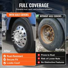 Front Axle Wheel Covers, Spiked Axle Cover For Semi Truck, ABS Electroplate Rust-Resistant Lug Nut Covers, Universal Fit, Installation Tool Included, Complete Axle Cover Combo Kit - 13.90x4.25 inch - 查看 6