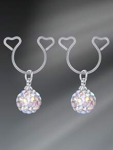 CIZME 1pair Cute Stainless Steel Fake Nipple Rings For Women,Fake Nipple Ring Piercing Jewelry Non Piercing Nipple Rings Dangling Heart CZ Drop Nipple CUff