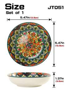 1/2/4pcs Ceramic Round Plate, Available In Orange/Red/Blue/Green, Suitable For Restaurant And Home Use