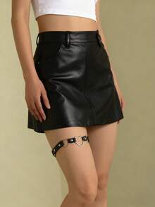 1 buah Garter Belt Kulit Imitasi Gaya Punk Gelap Baru, Rantai Kaki Seksi dengan Dekorasi Hati untuk Tampilan Fesyen Jalanan - Hitam - View 10