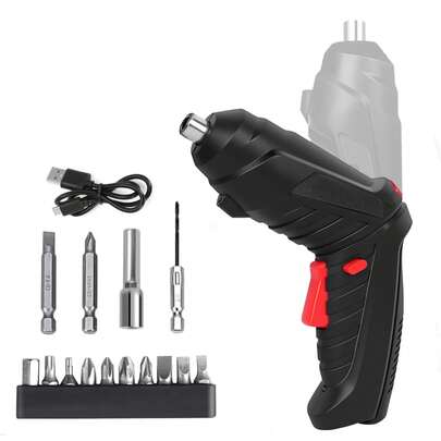 15/30/47pcs Electric Screwdriver Set, 3.6V Li-Ion Cordless Drill, USB Rechargeable Folding Mini Electric Screwdriver, Household Cordless Drill With Screwdriver,Screwdriver Rechargeable Set, 3.5N.M Max Torque Electric Screw Gun With Accessory Kit, Micro USB, Torque Electric Rotatable With Front LED Light Screwdriver For Home Office DIY Tools (Black)