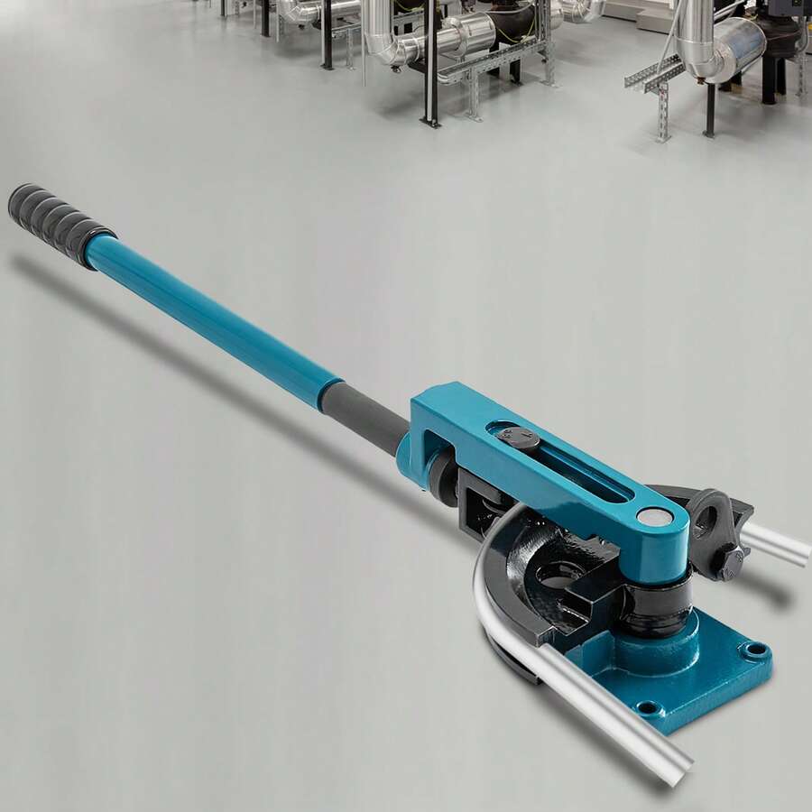 Dobladora de Tubos, Dobladora Manual de Tubos de 3/8" a 1", con 7 Troqueles, Dobladora de Tubos de Servicio Pesado de Acero Metal Cobre, para Talleres de Reparación, Azul - 3/8" a 1" - Ver 1