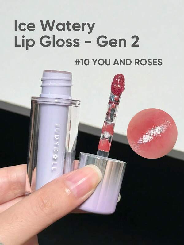 JUDYDOLL Brillo de labios con efecto espejo acuoso y brillante - Gen 2, con esencia hidratante y nutritiva, de larga duración