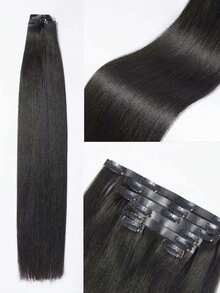 Yaki Straight Seamless Clip Ins 7pcs Per Set Seamless PU Clip In Hair Extensions Real Human Hair Invisible PU Skin Weft Light Yaki Clip Ins 100% Unprocessed Human Hair Extensions