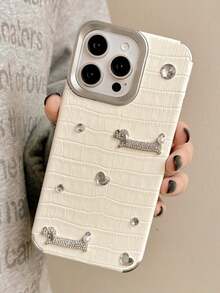 Ốp lưng điện thoại mềm chống sốc hình cún con bằng da giả đính đá lấp lánh thời trang tương thích với iPhone 17 ProMax 17 Pro 17 16 15 14 13 Pro Max 12 11 Pro Max - Chó Rhinestone - Xem 6