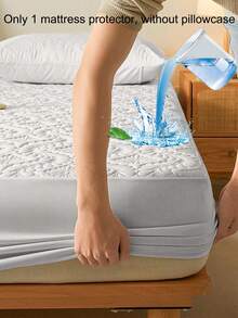 1pc Soft, Breathable And Comfortable Floral Pattern Pure White Mattress Protector, Moisture-Wicking Mattress Cover, Mattress Pad, Mattress Protector, Bedroom Use Solid Color Bedding (Pillow Case Not Included) - White - View 4