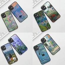 Claude Monet Cat Impressionism Waterlily compatible with Apple  15 16 Plus 13 11 12 Pro Max X XR ProMax 15+ 16Plus 16E Cover Case, Cover compatible with funda  17 pro max, funda  17 pro, funda  17, funda  16, funda  16 pro max, funda  15 - 10 - Ver 6