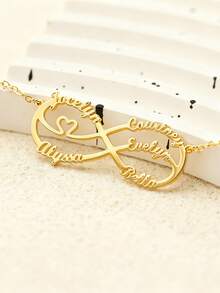 1PC Custom Unlimited Name Pendant Necklace, Can Be Customized With 1-6 Names, Personalized Family Jewelry, Stainless Steel Jewelry, Custom Necklace, Women's Necklace, Name Necklace, Customizable Items, Jewelry Women, Name Necklace Customization, Christmas Gift, Halloween Jewelry, Personalized Gifts, The Best Gift For Family Elders - Multicolor - View 5