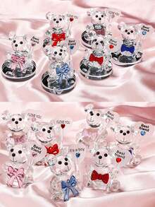 1件水晶熊工艺品，时尚可爱水晶熊，母亲节礼物，生日礼物，结婚礼物，返校礼物，手工制作，婚礼回礼，桌面摆件，汽车内饰装饰，卧室和客厅装饰，送给朋友、爱人、老师、父母的礼物