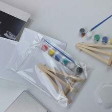 5-Piece Mini Art Painting Set - Stretched Canvas With Wooden Easel & 6-Color Acrylic Paint Kit - Complete Starter Pack For Acrylic Pouring, Oil Painting & Wet Art Media - DIY Miniature House Decor - Fall Creative Essential, Holiday Gift Idea, Beginner Artist Kit, Instagrammable Craft Project