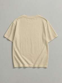Men's Round Neck Short Sleeve T-Shirt With Graphic Print - Beige - View 2