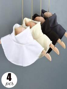 4 Pieces/1 Piece Solid High Elasticity Large-Size High-Neck Soft Fleece Faux Collar Fleece Sweater Collar Neckline, Warm Neck Protection For Spring, Autumn, Winter Base Layer Faux Collar