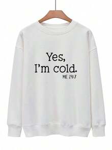 2025Women's Oversized "Yes I'm Cold" Sweater - White With Black Lettering & Me 24:7 Bible Verse Print (Matthew 24:7) - Casual Round Neck Long Sleeve Pullover For Spring/Fall Layering, Christian Faith Pparel, Fall Clothes For Women, Fall Sweaters For Women, Womens Clothes, Long Sleeve Tops For Women, Womens Fall Clothes, Winter Tops For Women, Womens Sweatshirts, Fall Fits For Women, Fall Sweaters Women, Autumn Clothes Women, Womens Jumpers And Sweaters, Fall Clothes Women,Soft And Breathable