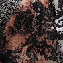 Elegant 2-Piece Set Of Lace Transparent Embroidered Bra And Underwear Women's Set - Sexy Waist Design, Perspective Polyester Blend, Give You A Different Experience - 黑色 - 查看 7