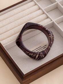 1件装女士复古不对称几何斑马纹亚克力手镯，适合女性时尚街头派对节日约会配饰，日常装饰礼品 - 彩色 - 查看 6