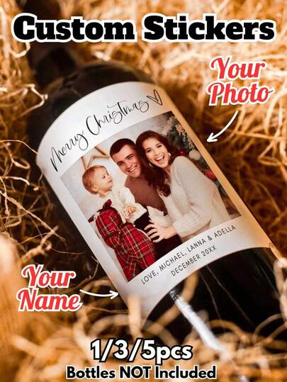 4 pezzi Etichette personalizzate per vino con foto in bianco e nero, etichette per vino per damigelle d'onore, proposta di matrimonio, regalo di matrimonio, regalo di anniversario, regalo per fidanzati/e, papà, mamma, famiglia, amici, animali domestici, figlia, studenti, figlio per anniversari, compleanni, laurea, scuola, casa, ufficio, attività artistiche per bambini, di alta qualità, personalizzate, uniche, regali ideali