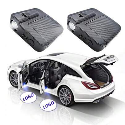 Wireless LED Car Door Logo Projector Ambient Lights Smart Sensor Welcome Light Custom Car Lighting Waterproof Auto Accessories Car LED Decor Dynamic Lighting Puddle Shadow Lamp Universal Fit For Most Vehicles