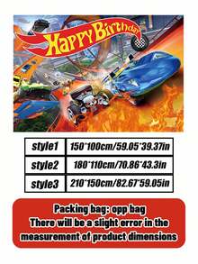 Hot Wheels Theme - Racing-Style Party Decoration Background Cloth, Birthday Party And Various Festival Party Celebration Background Wall Decoration And Arrangement, Bedroom And E-Sports Room Background Wall Decoration And Arrangement. - Multicolor - View 8