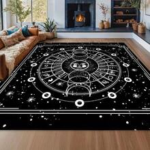 5x7 Astrology Moon Phases Witchcraft Bohemian Style Rug - Black And White Sun And Moon Pattern Machine Washable Polyester Mat, Suitable For Bedroom, Living Room, Kitchen, Hallway - Astrology Tarot Carpet, Moon Decoration, Mysterious Room Embellishment - 彩色 - 查看 4