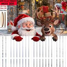 Christmas Fence Peeker Decorations Funny Peeking Reindeer Santa Yard Sign Cute Outdoor Xmas 2D Fence Art Ornament For Holiday Winter Lawn Decor Christmas Decorations Home Christmas Gifts Christmas Decor