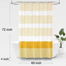 Sage Green Boho Stripe Shower Curtain 72 X 72 Inches Farmhouse Cotton Bathroom, - Yellow - View 4
