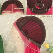 13x4 Free Part Mint Green Long Straight Lace Front Wigs Glueless Long Silky Straight Wigs Pre Plucked HD Lace 180% Density Light Green Wig Soft Free Part Wear And Go Lace Front Wigs For Fashion Women Party & Daily Wear 26 Inch - 玫瑰紅 - 查看 9