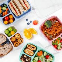 3 件/1 件带盖便当盒，成人餐盒，微波炉分隔食物储存容器，午餐袋 - 彩色 - 查看 2