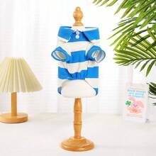 Pets, Cats, Dogs, Dog Clothes, Puppy Dog, Chihuahua Dog Clothes, Things For Kittens, Dog Shirts, Striped Dog T-Shirts, Long Sleeve Puppy Clothes Suitable For Medium And Small Dogs And Cats, French Bulldog, Dachshund, Yorkshire Terrier, Classic Breathable Cute Striped Polo Shirts, Summer And Autumn Clothes Suitable For Unisex Small Dogs And Cats