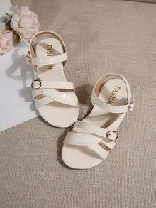 Children Fashion Outdoor Sandals Summer Square Toe Flat Shoes Strap Sandals New Style Girls Shoes Stylish Beach Slippers - Beige - View 5