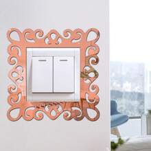 1pc Acrylic Floral Pattern Mirror Switch Sticker, Home Decor For Room, Living Room, Porch - Rose Gold - View 3