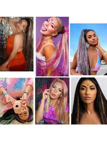 12件装闪亮发饰夹，20英寸闪光发饰接发片，夹式合成假发，发饰套装，耐热闪亮仙女发饰，适合女性和女孩日常佩戴、派对和万圣节，爪夹、发爪、发夹、发卡 - 彩色 - 查看 7