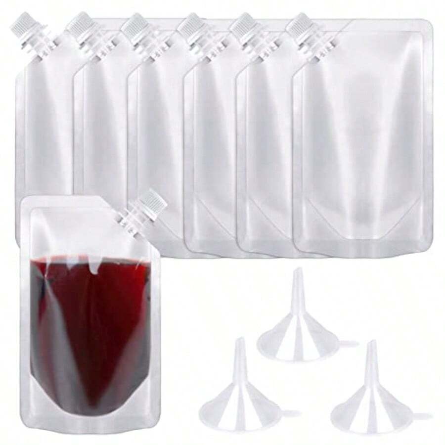24 Pcs Plastic Flasks 8 Oz Concealable And Reusable Drink Pouches Leak-Proof  Grade Plastic For Travel - Trong sáng - Xem 1