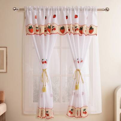 Cortinas de cocina estilo pastoral con tulipanes y girasoles