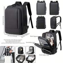1个大容量旅行背包，男女通用，可扩展，户外沙滩包，学生包，笔记本电脑包，多功能背包，防水防刮面料，休闲商务风，假日旅行必备，复古背包，露营旅行包，冬季返校复古笔记本电脑包，男士运动休闲包，礼品袋，徒步背包，周末旅行包，背包，必备大容量旅行包，复古春季包 - 黑色 - 查看 3