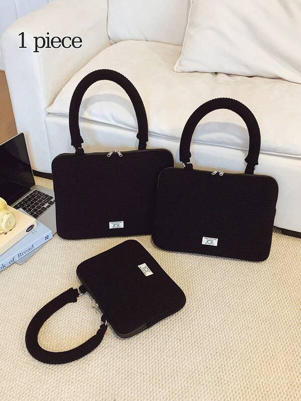 1 Pc Black Corduroy Tablet Bag 11/13/15 Inch Computer Bag Solid Color Case Small Bag File Bag Laptop Sleeve Computer Carrying Case Bag Shoulder Bag 11 13 14 15.3 Inch Portable Table Cover Bags For Mac Book HP ASUS For Tablet Handbag Case 9-11inch For IPad Air 4 5 Pro 11 Mini 5 6 IPad Case For5 Shockproof Pouch Bags