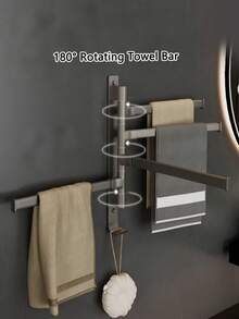 Foldable Bathroom Towel Rack, Drill-Free Installation, Suitable For Washstands, Toilets And Bathrooms, Simple And Practical - Multicolor - View 9