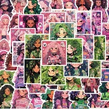 50PCS Ins Style Dopamine Dressing Girl Stickers Aesthetic Decals Laptop Notebook Phone Case Suitcase Water Cup Decoration Sticker Scrapbook Supplies Scrapbook Stationery - Multicolor - View 1