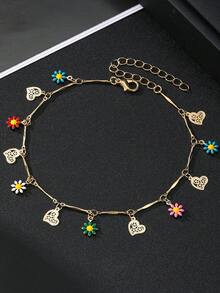 سوار قلب بتصميم زهرة الأقحوان 1 قطعة، هدية عيد الأم، عيد الأم، عيد الحب