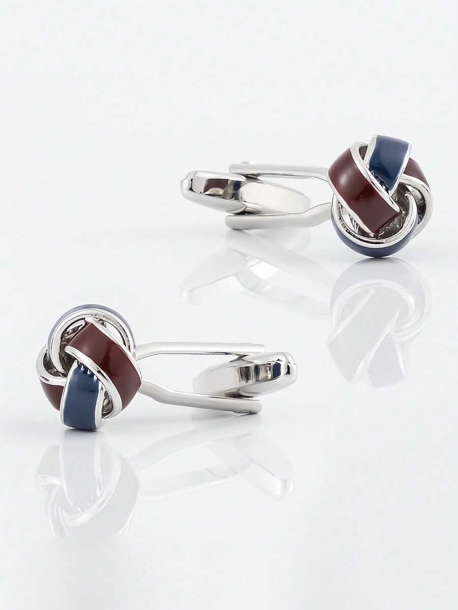 Navy Brown Oil Drip Twist Cufflinks For Men's French Cuff Shirts - Fashion - View 1