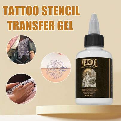 1pc Neebol Tattoo Stencil Transfer Gel, Long Lasting Stencil Application Cream, 120ML/4oz Bottle, Effectively Transfers Designs, Professional Tattoo Supplies And Assist Accessories For Artists And Beginners, Makeup Gift For Tattoo Beginners & Artists