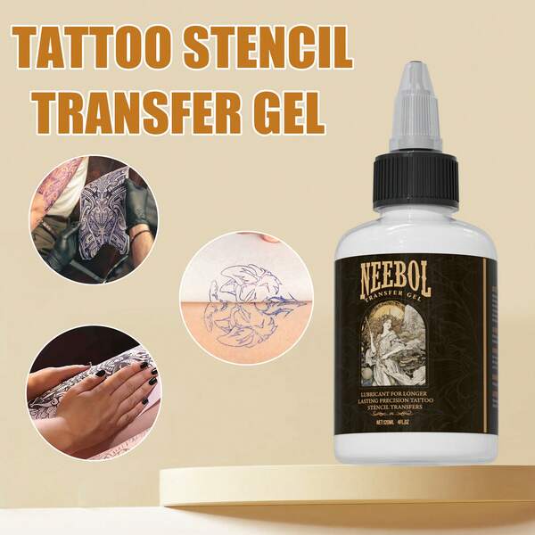 1pc Neebol Tattoo Stencil Transfer Gel, Long Lasting Stencil Application Cream, 120ML/4oz Bottle, Effectively Transfers Designs, Professional Tattoo Supplies And Assist Accessories For Artists And Beginners, Makeup Gift For Tattoo Beginners & Artists