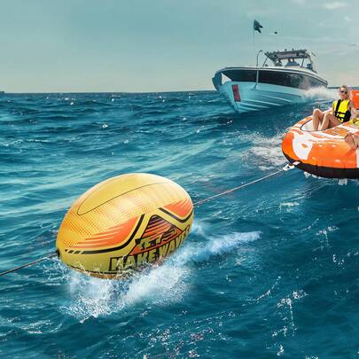 Booster Ball, Towable Tube Rope Performance Ball, Thickened PVC Inflatable Booster Balls For Boating And Water Sports - With High Tensile Strength Rope And Speed Safety Valve