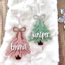 Personalized Acrylic Christmas Tree Tag 3D Christmas Tree Stocking Tag: Acrylic Holiday Ornament,Birthday Gift - Pine Needle Christmas Tree - View 4