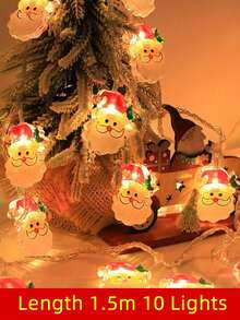 1 Set Christmas String Lights/Suction Cup Lights, Hanging Snowman Santa Claus Christmas Tree Decorative Lights, Window Display Decor, Holiday Celebration, Camping Atmosphere Lighting