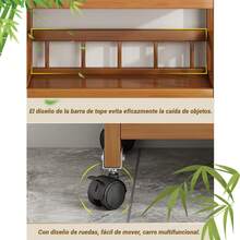 Soporte Para Microondas De 3 Niveles, Carritos Utilitarios Rodantes Con Cajón, Mesa Auxiliar De Madera Con Ruedas, Barra De Servicio Rodante De Tres Capas, Retro Organizador De Estante Para Panaderos, Mesa Auxiliar Moderna Para Restaurante, Hotel, Dormitorios - Caqui - Ver 9