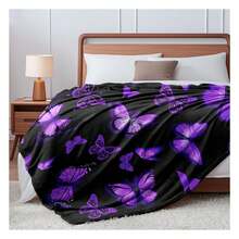Butterfly Blanket For Women  Purple Butterfly Gifts Butterflies Throw Blanket Decorations For Bedroom Decor 50" X 40" Pop  Gift (Multiple Sizes Available) Nordic Style Acrylic Rectangular Office Nap Sofa Flannel Blanket, Air Conditioning Blanket, Knitted Small Blanket, Shawl Cover Blanket, Bed End Blanket Soft & ,Skin-Friendly Multi-Size Versatile Blanket ,Lettering Numbers Doodle Christmas Blanket,Chicken PrintingPerfect Christmas, Halloween, Birthday Gift For Home Decor,Uplifting Gift For Friends, Family, Happy Valentine's Day,Happy New Year. - 彩色 - 查看 6